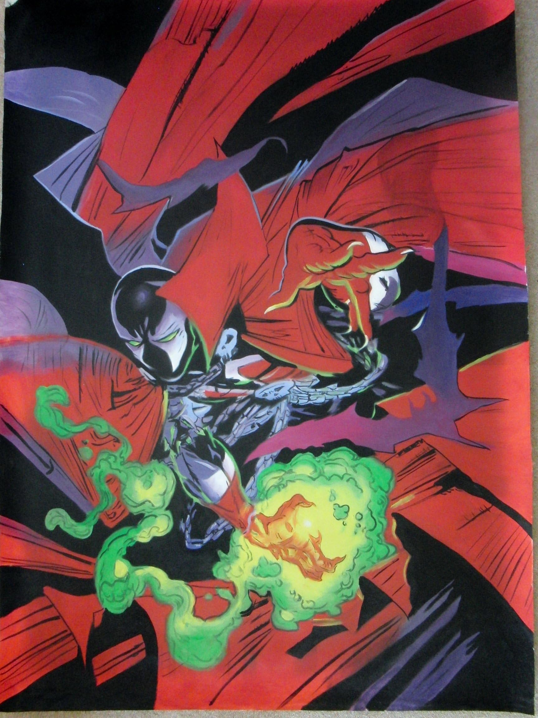 Spawn no. 1 cover painting 30x20, framed, but canvas alone is available, please email us for details.