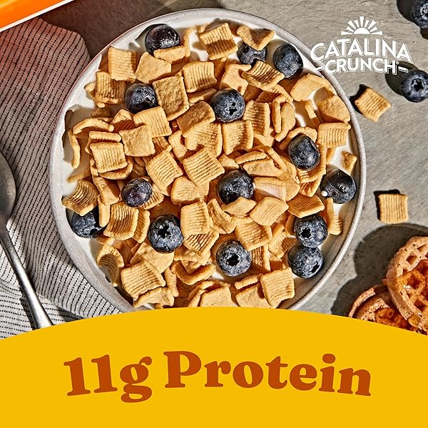CATALINA CRUNCH PROTEIN CEREAL – SUGAR FREE BREAKFAST CEREAL WITH 11G OF PROTEIN – GLUTEN FREE – MAPLE WAFFLE – 9 OZ. BAG (PACK OF 1) (PACKAGING MAY VARY)