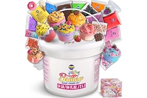 FUN KIDZ 4 LB Milky Butter Slime Bucket Gift for Girls, FunKidz 64 FL OZ Huge Soft White Premade Scented Slime Kit Toy with 29 Variety Add-Ins Perfect Birthday Present for Kids Age 6+