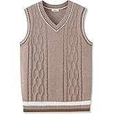 JSTEX Boys Sweater Vest 100% Cotton Kids Uniform Vest Girls V-Neck Sleeveless Knit Pullover for Size 4-14