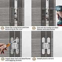 Hawaminent Upgraded Invisible Door Hinges 2 Silver
