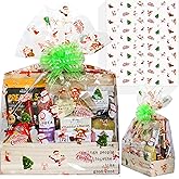 Anapoliz X-Large Christmas Cellophane Wrap Bags (10 Pcs) - 24" X 30", 2.5 Mil Thick Crystal Clear for Gifts, Baskets Wrapping (24Wx30L Inches, Merry Christmas)