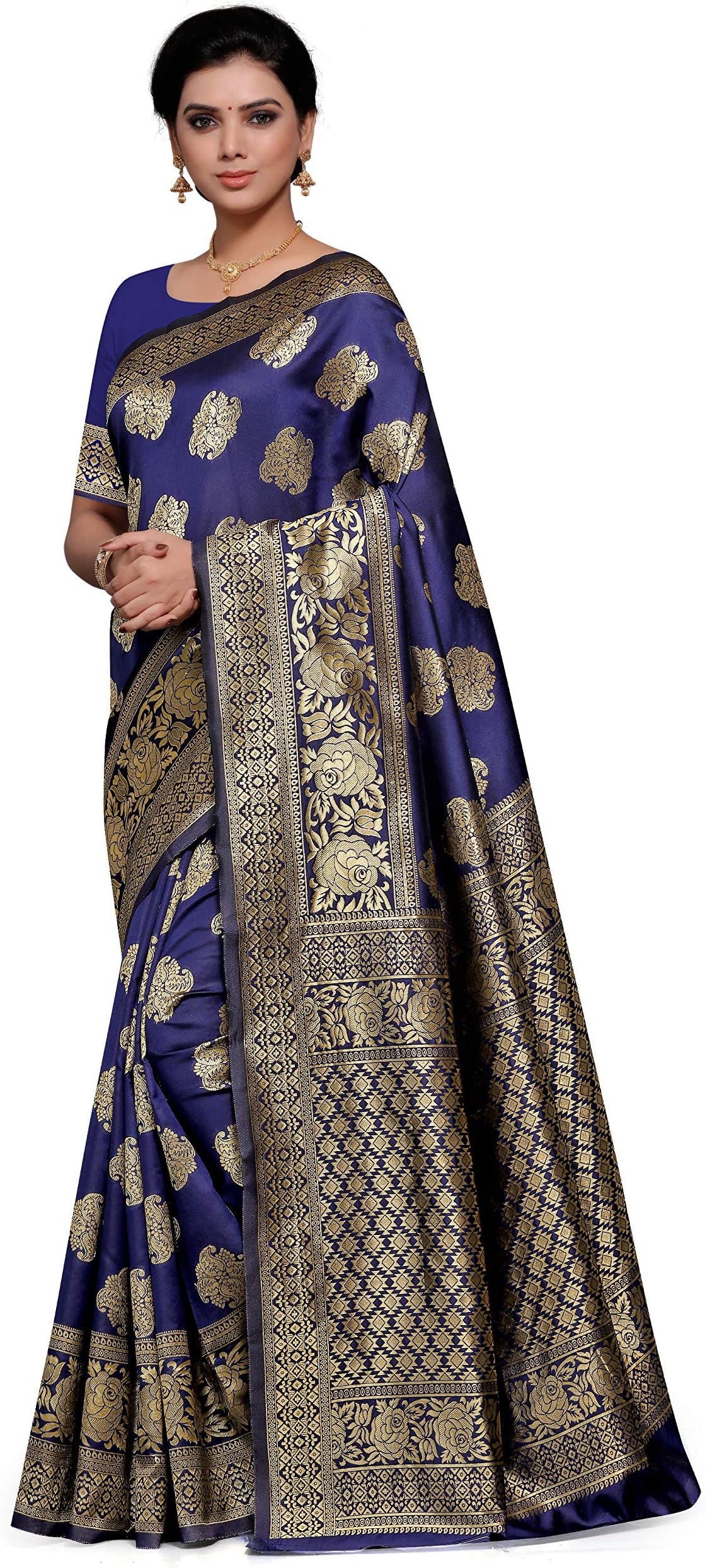 FREYA CRAFTS Women's Banarasi Silk Saree With un-stitched Blouse Piece