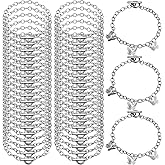 Hicarer 45 Pieces Bracelet Chains with OT Toggle Clasp Stainless Steel Bracelet Link Chains DIY Jewelry Making Supplies for Women Jewelry Crafts(Silver)