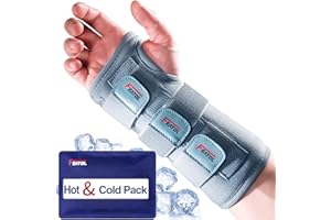 FEATOL Carpal Tunnel Wrist Brace | Adjustable Hand Night Sleep Support Brace, Removable Metal Wrist Splint- Hot/Ice Pack, Right Hand, Small/Medium for Men, Women, Relieve and Treat Pain
