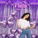 GREATRIL Purple Tinsel Curtain Backdrop Pack of 2 3.2 ft x 8.2 ft view 5