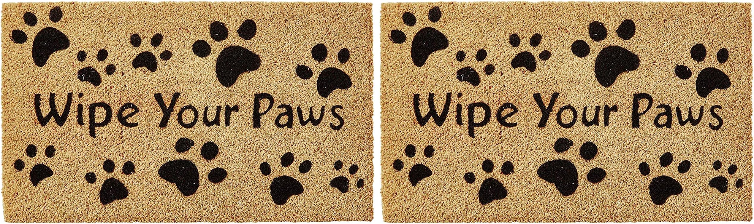Kempf Wipe Your Paws Coco Doormat, Rubber Backed, 18 by 30 by 0.5-Inch (Pack of 2)