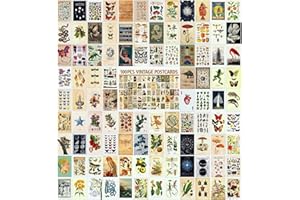 LCLAIDYDY 100 PCS Vintage Postcard Set,Post Cards for Mailing 4x6 Retro Style Cottagecore Botanical Ephemera Aesthetic Postcards Pack for Adults Collage Collection DIY Cardstock Paper