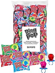 Ring Pop Halloween Candy Lollipops - 50 Ct Bulk Candy Variety Pack in Assorted Fruity Flavors - Full Size, Individually Wrapp