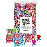 Ring Pop Candy, Valentine's Lollipops, 50 Ct Party Favors in Assorted Fruity Flavors - Full Size, Fun Hard Candy For Birthday Parties, Valentine's Gifts, Goodie Bags, Party Favors