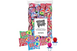 Ring Pop Halloween Candy Lollipops - 50 Ct Bulk Candy Variety Pack in Assorted Fruity Flavors - Full Size, Individually Wrapped Hard Candy For Trick or Treat, Halloween Bowls, Gifts, Party Favors