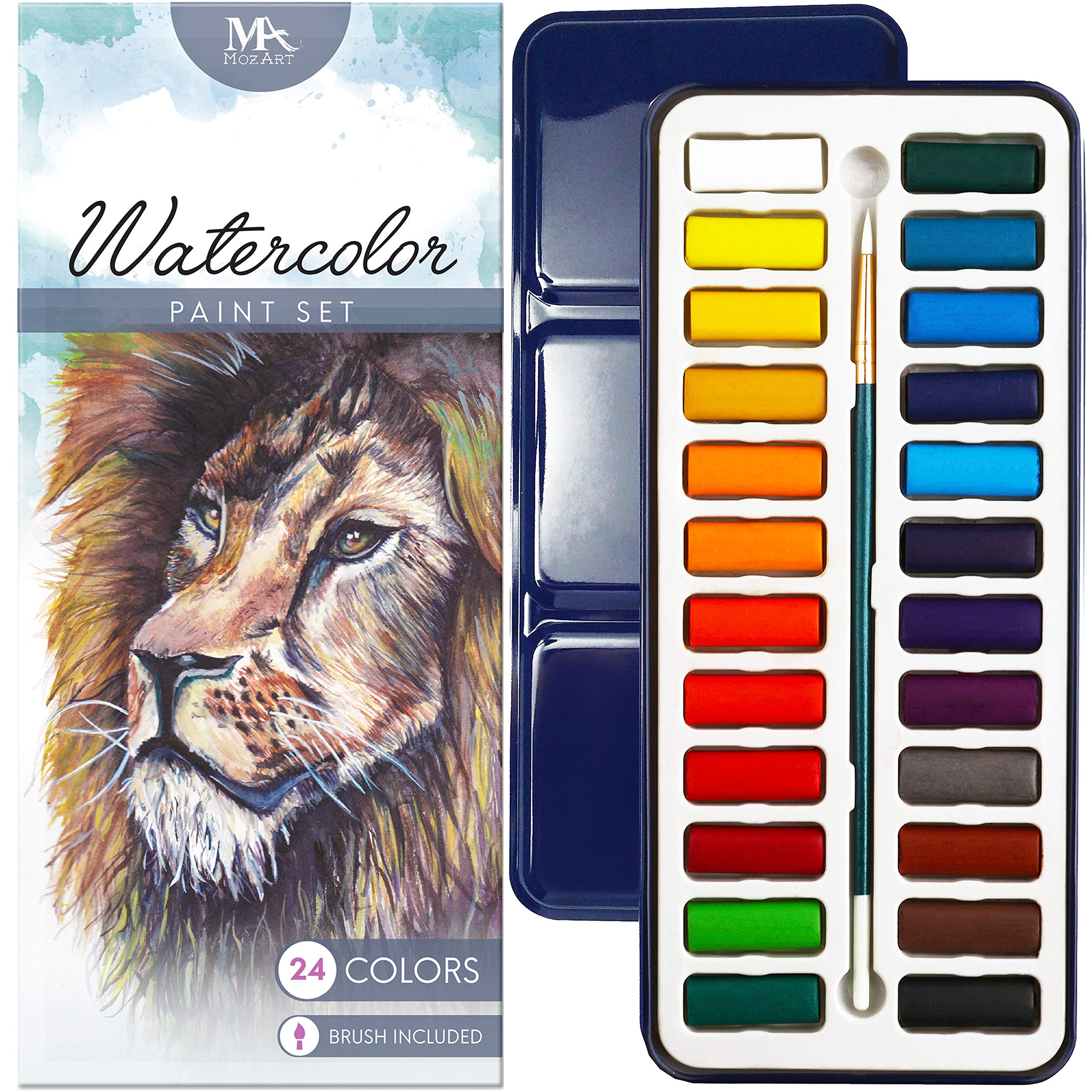 Watercolor Paint Essential Set 24 Vibrant Colors Lightweight and