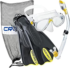 Cressi Palau Mask Fin Snorkel Set with Snorkeling Gear Bag