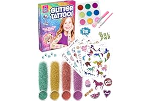 PURPLE LADYBUG Kit de 175 tatouages à paillettes – Jolis tatouages temporaires pour enfants de 6 à 8 ans – Cadeaux créatifs p