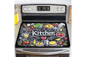 NYZE Stove Top Cover for Electric Stove,Glass Stove Top Cover, Heat Resistant Glass Cooktop Cover, Stovetop Protector, Kitchen Decor, Dish Drying Mats Cover for Ceramic Washer Top 28.5x20.5 inch
