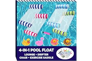 MOZSOY 【4 Pack+9 Freebies】Inflatable Swimming Pool Float for Adult,4-in-1 Multi-Purpose Pool Hammock,(Hammock,Saddle,Drifter,Lounge Chair),Summer Pool Chair,Portable Water Hammock,Lounge