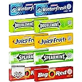 Wrigley Chewing Gum Variety Pack of 10 - All 5 Flavors of Wrigley Gum - Juicy Fruit, Spearmint, Doublemint, Winter Fresh, and Big Red - Bundle with Ballard Products Pocket Bag