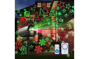 XINGSLIGHT Christmas Projector Lights Outdoor Laser Projection with Remote & Bonus Timer – 8 Festive Red & Green Patterns, IP65 Waterproof Xmas Laser Light for Lawn, Garden, Yard & Patio Decorations