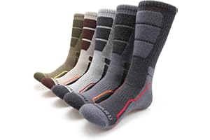 MIRMARU Men's 5 Pairs Hiking Outdoor Trail Running Trekking Moisture Wicking Cushion Crew Socks
