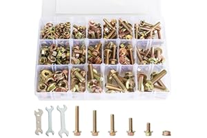 240PCS Grade 8.8 M5 M6 M8 Flanged Bolts Nuts Screws Kit, Flanged Hex Screws Nuts Kit, 14 Sizes Stainless Steel 304 Metric Fla