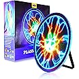 PUXTIW 12 Inch Plasma Disc,Plasma Plate ，Flashmen Plasma Disc Science Toy，Fancy Club Decor and Science Education Gifts，Plasma Disk Sensor Lighting Plate with Music,Voice and Touch Response（Tricolor）