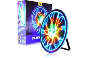 PUXTIW 12 Inch Plasma Disc,Plasma Plate ，Flashmen Plasma Disc Science Toy，Fancy Club Decor and Science Education Gifts，Plasma Disk Sensor Lighting Plate with Music,Voice and Touch Response（Tricolor）