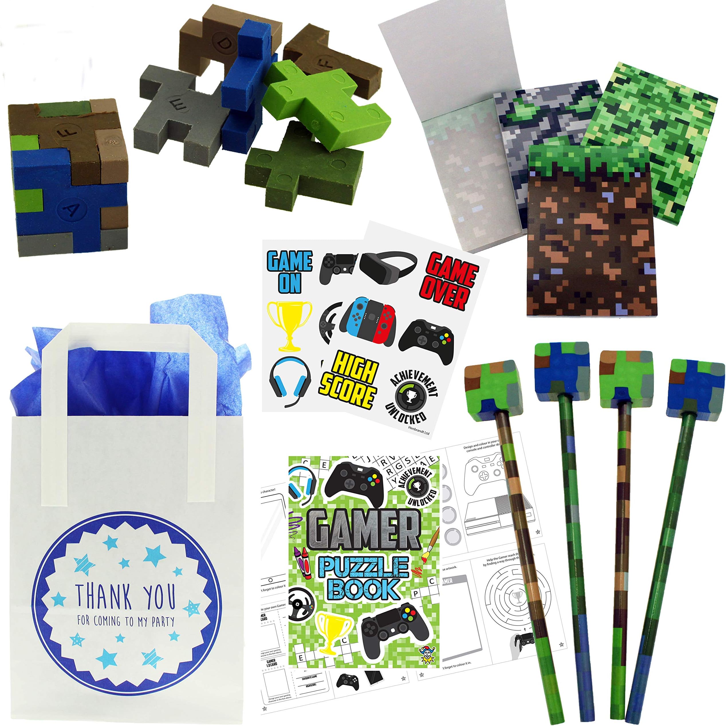 The Curious Caterpillar Boys Ready To Fill Party Bags For Children Thank You For Coming To My Party Bags (6x Minecrafter)