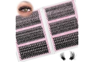 Fowendia Lash Clusters 60D 80D 100D Volume Cluster Lashes 560PCS Fluffy Lash Extensions D Curl Eyelashes Individual Lashes Natural Look DIY Eyelash Extensions(FSMD02)