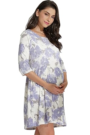 Maternity Nursing Pregnancy Floral Flower Pattern Dress