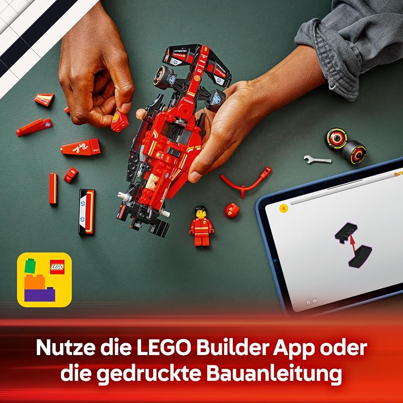 Speed Champions Ferrari SF-24 F1 Rennauto - Modellauto Set mit Fahrer - Modellbau für Kinder - Spielzeug mit 1 Minifigur - Sammelbares Formel 1 Geschenk für Jungen und Mädchen - 77242