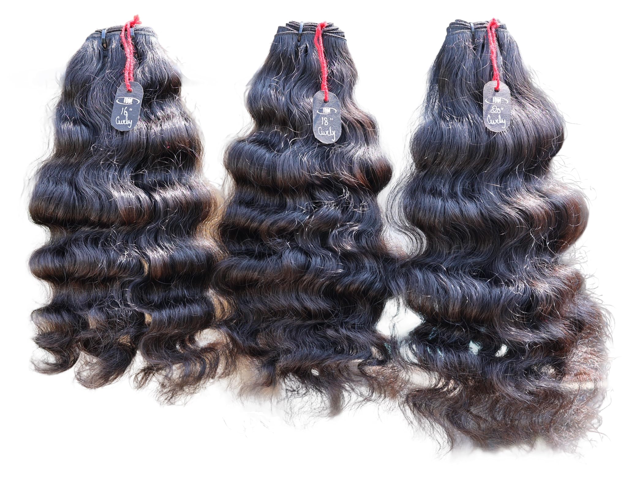 Photo 1 of IDM Raw Indian Hair Weft Bundles, Natural Soft Curly, 100% Human Hair (16" 18" 20" 3Bundles Curly)