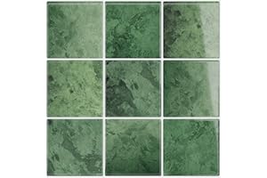VEELIKE 12 Sheets Square Peel and Stick Backsplash Green Peel and Stick Tile for Kitchen Bathroom RV Waterproof Self Adhesive