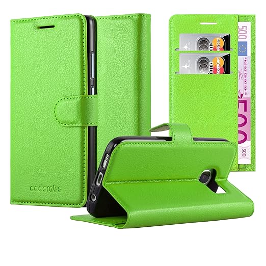 Cadorabo Hülle für Samsung Galaxy S6 Edge - Hülle in MINZ GRÜN – Handyhülle mit Kartenfach und Standfunktion - Case Cover Sch
