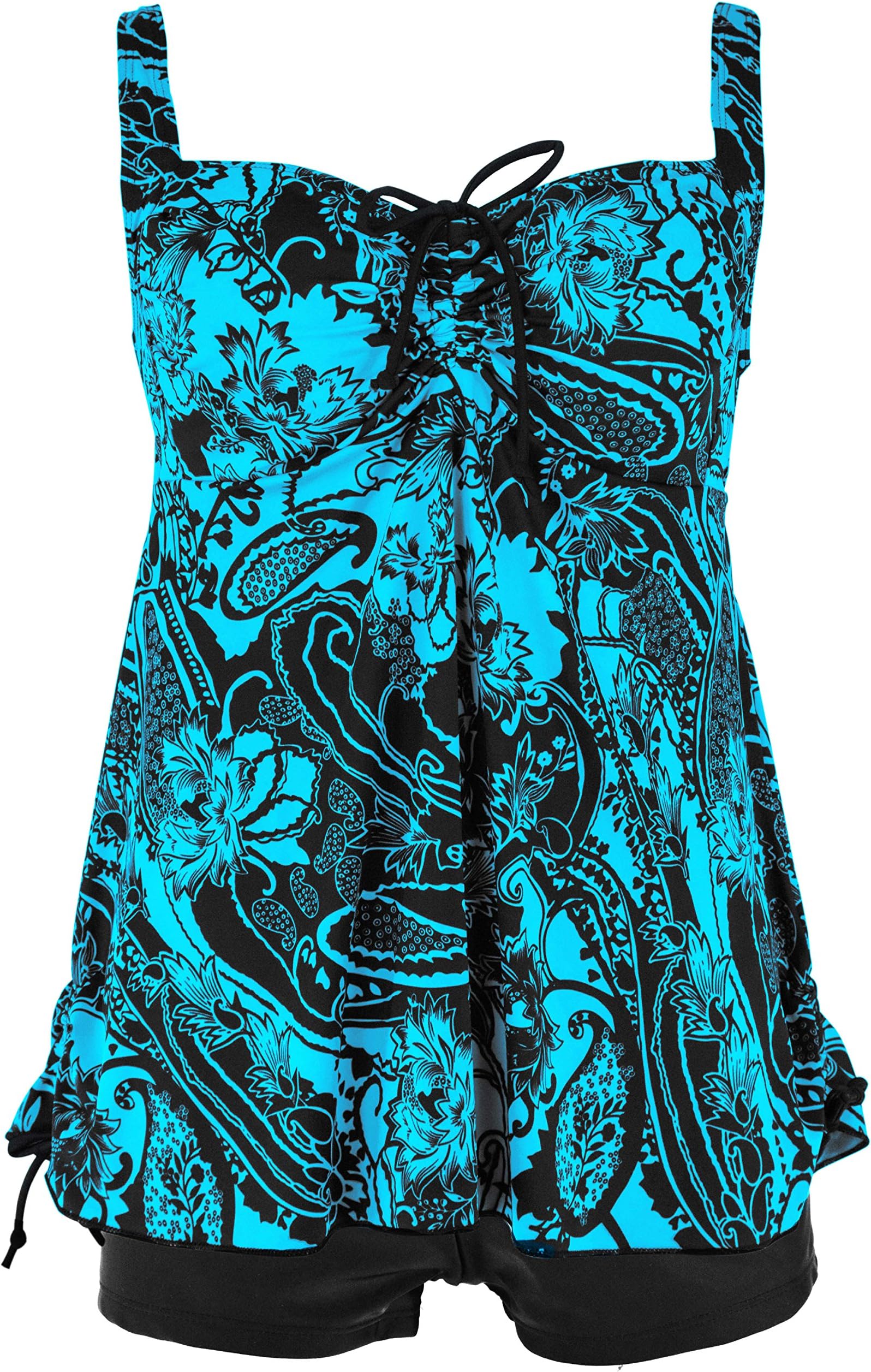 SeptangleWomen Plus Size Bathing Suits Paisley Print Two Piece Swimsuit Tankini Swimwear