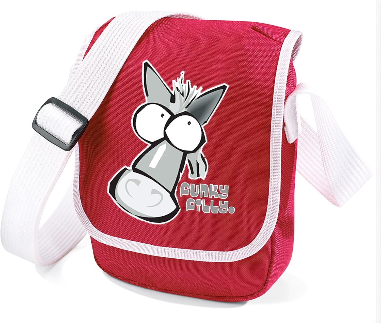 Funky Filly Pony Girls Silver Grey Horse Head Shoulder Bag Red Size 23
