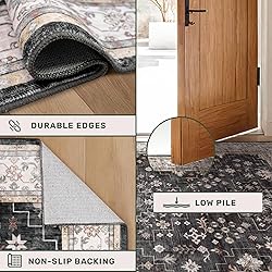 Black Boho Washable 3x10 Extra Long Hallway Runner