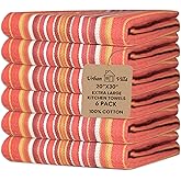 Urban Villa Kitchen Towels 100% Cotton Dish Towels for Kitchen(Set of 6) 20”x30” Dish Cloths Highly Absorbent Kitchen Linen Set with Hanging Loop Perfect for Drying Dishes Cleaning Hand Towels - Rust