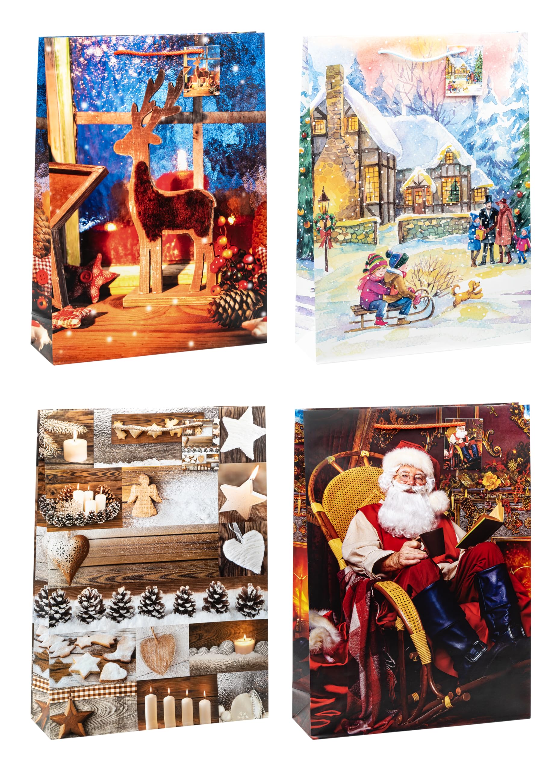 TSI 84177 gift bags Christmas No 7, Pack of 12, size: xtra large (17,5 x 13 x 4 inch)