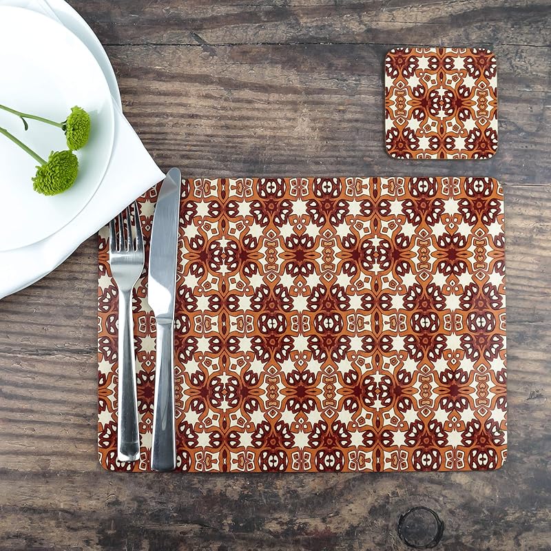 Handmade Ethnic Pattern Table Mat & Coaster Set Designed and Printed