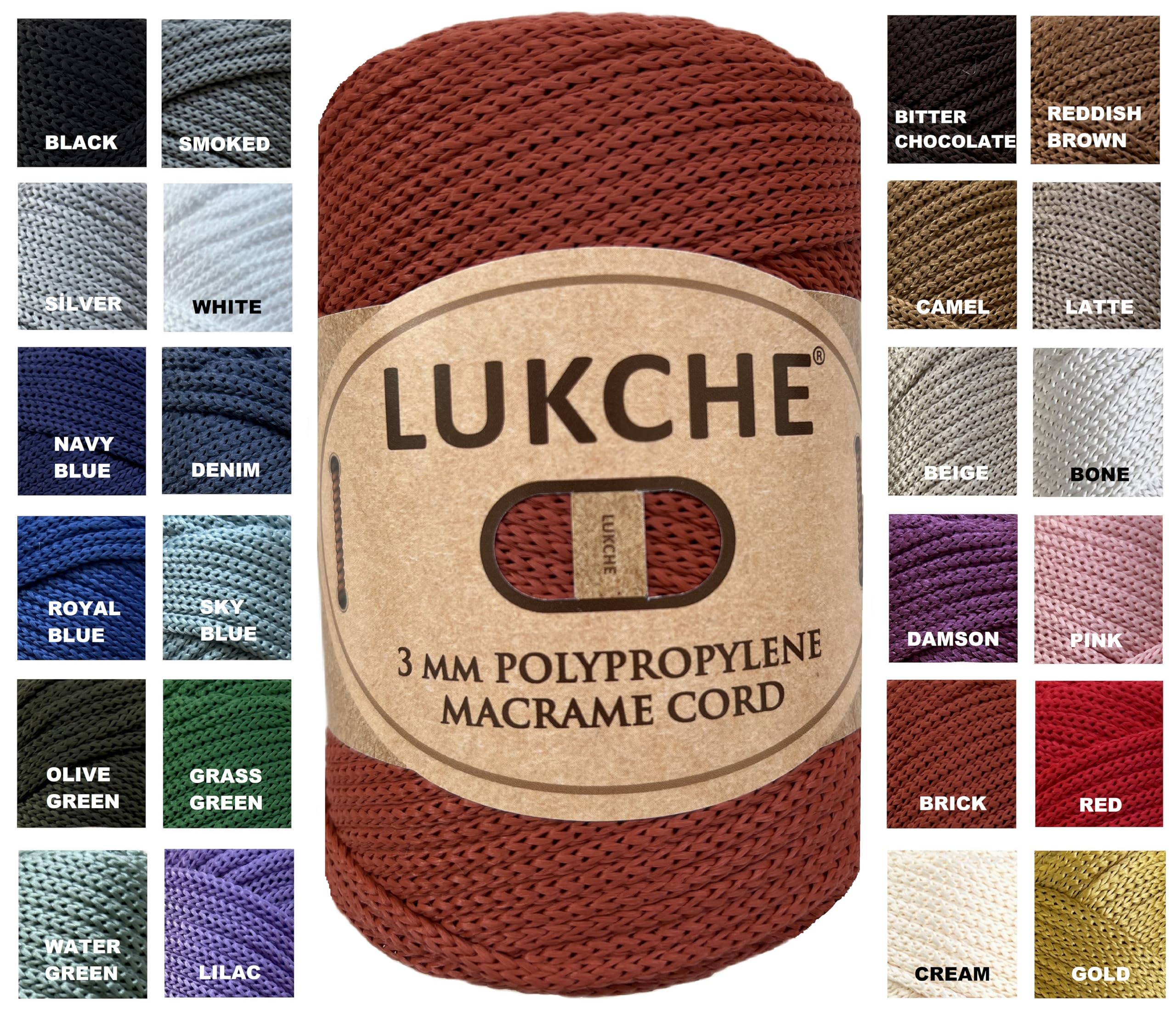 Lukche 3mm Premium Polyester Macrame Cord