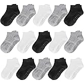 LIFPAU Todder Non Slip Socks, Kids Grip Ankle Socks, Anti Skid Sock 15 Pairs for Active Boys Girls Kids 6Months-7Years
