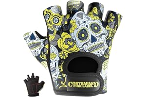 Contraband Pink Label 5237 Designer Series Workout Gloves for Women | Sugar Skull Print Weight Lifting Gloves for Women w/Grip-Lock Padding | Gym Gloves for Women w/Medium Padding