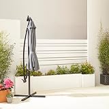 Neo 3m Garden Cantilever Parasol LED Lights Cross Base Grey view 9