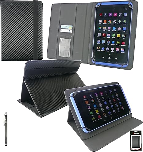Emartbuy Black Stylus Dell Venue 8 Pro 5855 8 Inch Tablet Universal Range 8 9 Inch Black Carbon Pu Leather Multi Angle Executive Folio Wallet Case Cover With Card Slots Amazon Co Uk Computers Accessories