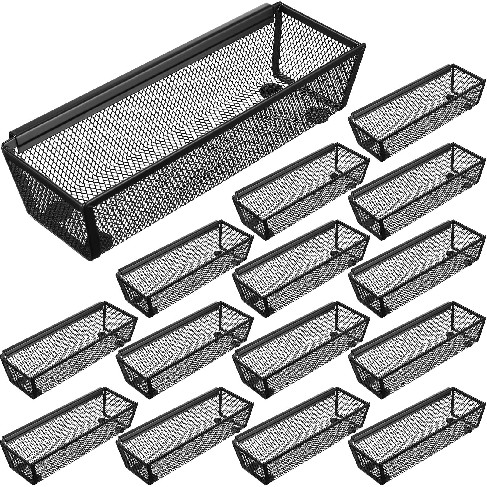 Photo 1 of Chumia 16 Pack Silverware Drawer Organizer 9 x 3 x 2 Inch Mesh Utensil Organizer for Kitchen Drawers with Interlocking Arm for Flatware Knives Spoons Fork Cosmetic Utensil Tabletop Storage Tray