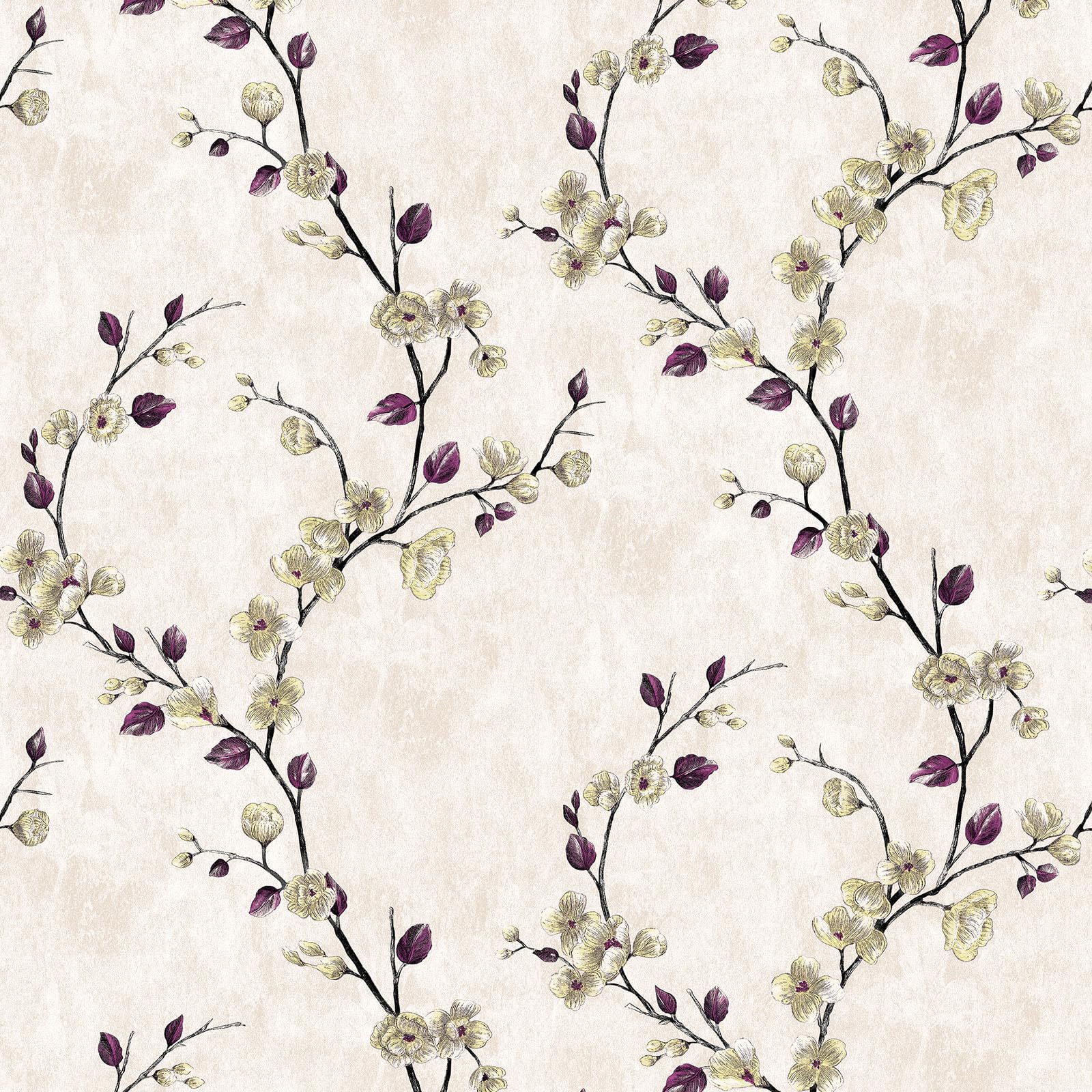 Photo 1 of SOON AFTER 17.5"x120" Floral Peel and Stick Wallpaper Flower Tree Contact Paper Self Adhesive Removable Modern Beige Wall Paper Decorative Wall Covering Countertop Vinyl Film Roll