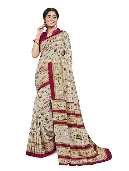 Divaastha Multi Malbari Silk Animal Print Saree with Blouse Piece (VSI1008MULTI)