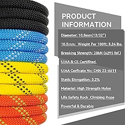 SEAMUS Static Rope 10.5mm UIAA Rappelling Rope 45M