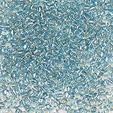 Bala&Fillic Light Lake Blue Sliver Lined Color Size 4mm Seed Beads About 1200pcs/100Grams in Bag, 6/0 Glass Craft Beads for Making Bracelet and Necklace (Sliver Lined Light Lake Blue)