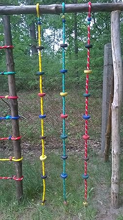 Sellon24 Kletterseil Ø16mm 200cm Kinder mit Kunststoff Stufen Kunststoffknoten Kettertau